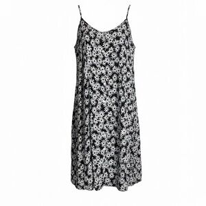 Daisy Floral Button Front Navy Blue & White Mini Dress Sundress Size 2X